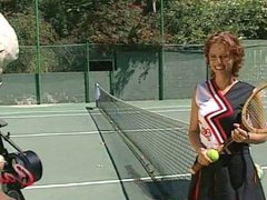 Tennis court sees slut get rammed hard