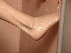 Hot blondes steamed up bathroom shower kissing