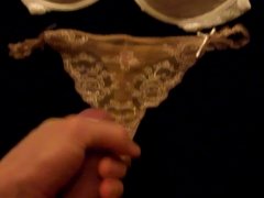 Cumming on gf's new thong and push-up bra