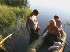Young guys while fishing fuck old woman