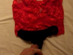 Cumshot on girlfriends lingerie