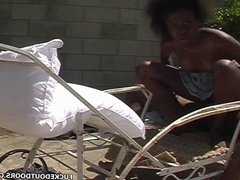 Black Teen Creampied in Backyard