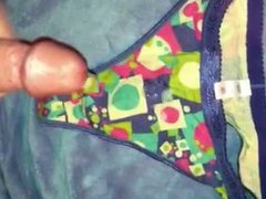 Cumming on thong, wearing panties