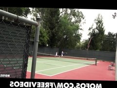 SEXY tennis MILFS are caught stretching before a match