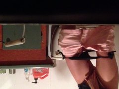 Hidden camera in bathroom shaved pussy