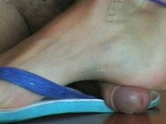 Cock crush with blue flip flops 3