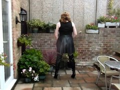 Aliosn wanking in PVC Dress and Thigh Boots
