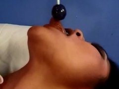 Asian babe  gets face fucked to shut her up
