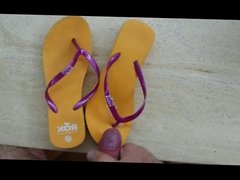 Fuck and cum my mother's wedge flip flops sandals