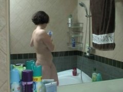 Mom and boy in shower