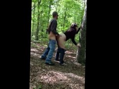 Stupid Slut gets fucked in the woods