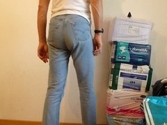 crossdresser with diaper under jeans