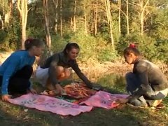 3 girls in the forest