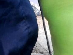 Chikan in parking Mature Fat ass in leggins 1