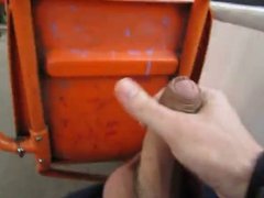 dude strokes and cums on public bus