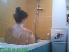 Bathing Brunette Voyeur Video