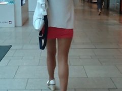 Public Shiny Pantyhose Miniskirt 2