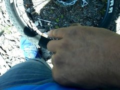 pre-cum jerk-off on my mountain bike