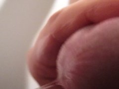 Milking ropes of precum and cum and swallowing