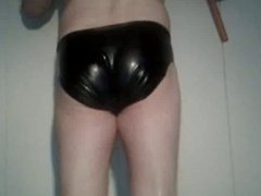 Latex dildo pants, spanking