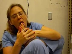 Nurse Sucks Her Toes At Work