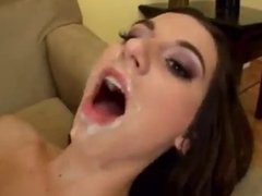 Brunette getting facials while fucking