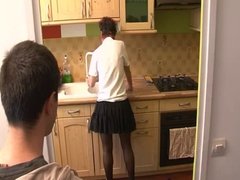 Masturbating In Kitchen with Not His Mother BVR