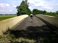 Walking in lingerie over motorway :)