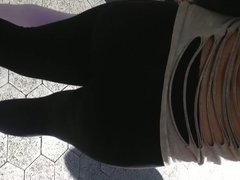 Fat Mexican ass in see thru leggings white thong