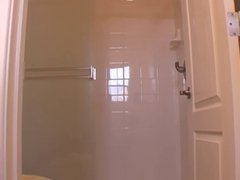 Cute teen taking shower