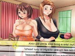 Hentai sex game threesome with 2 busty girls