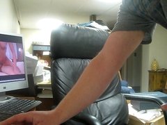 Cumshot on leather chair 5