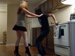 Ballbusting - Teen in Miniskirt Knees Balls