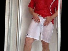 Getting horny in shower with sportswear