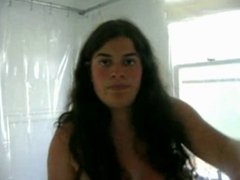 Fat Chubby Teen GF with hairy Pussy taking a shower