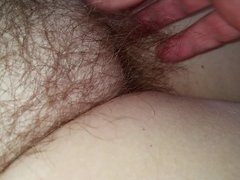 my wifes real natural hairy pussy & soft belly