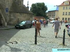 Hot czech babe natalie shows her naked body on public street