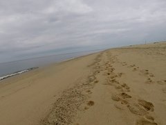 Walking into the cold atlantic at Cape Cod