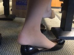 Candid US College Teen Shoeplay Feet Dangling in Nylons PT 3