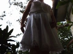 Sissy Ray in White Skirt Showing off