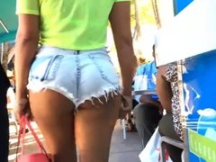 Big Ass With Hot Short Walk In The Street