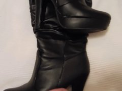 Cum on black boots
