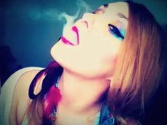 Sexy Brunette Seductively Smoking
