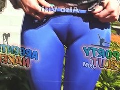 Round Ass Teen In Ultra Tight Shiny Spandex Showing Cameltoe