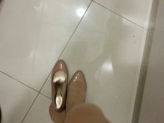 Beige Patent Pumps with Pantyhose Teaser 2