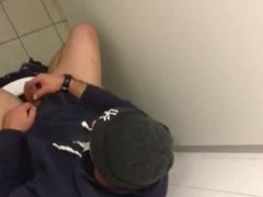 Older lad jacking off in the men's room
