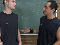 Sexy jocks screwing their asses in the classroom