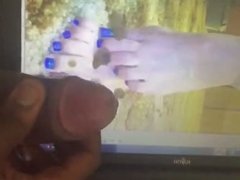Cumshot Tribute to Mrs P's Toes (Slow Mo)