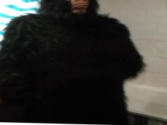 rubber guy wanking in monkey suit