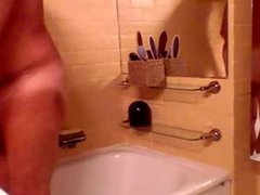 Very hot grandpa shower and wank